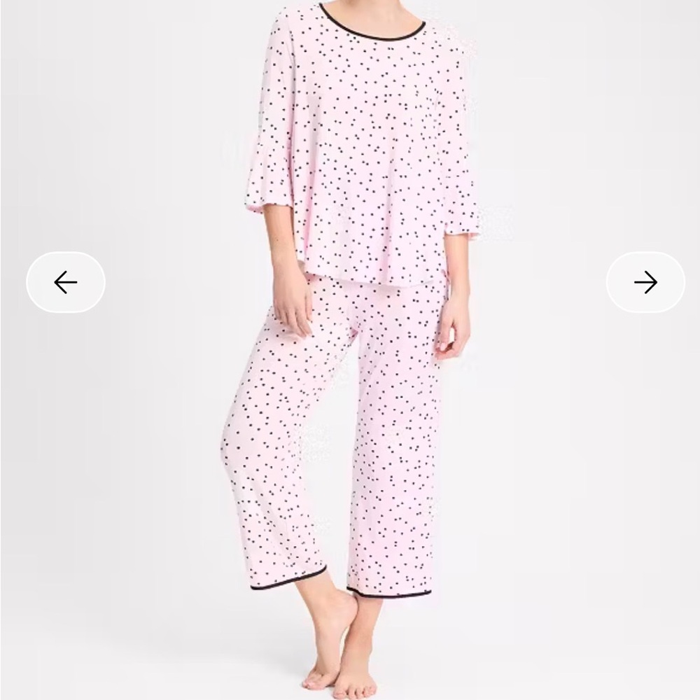 Kate Spade Light Pink Star Print Pajama Set cozy longe wear